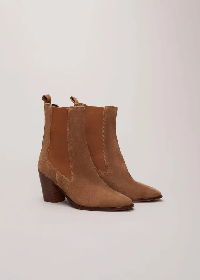 Phase Eight Brown Suede Cowboy Boots Tan Women Boots