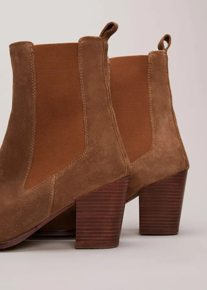 Phase Eight Brown Suede Cowboy Boots Tan Women Boots