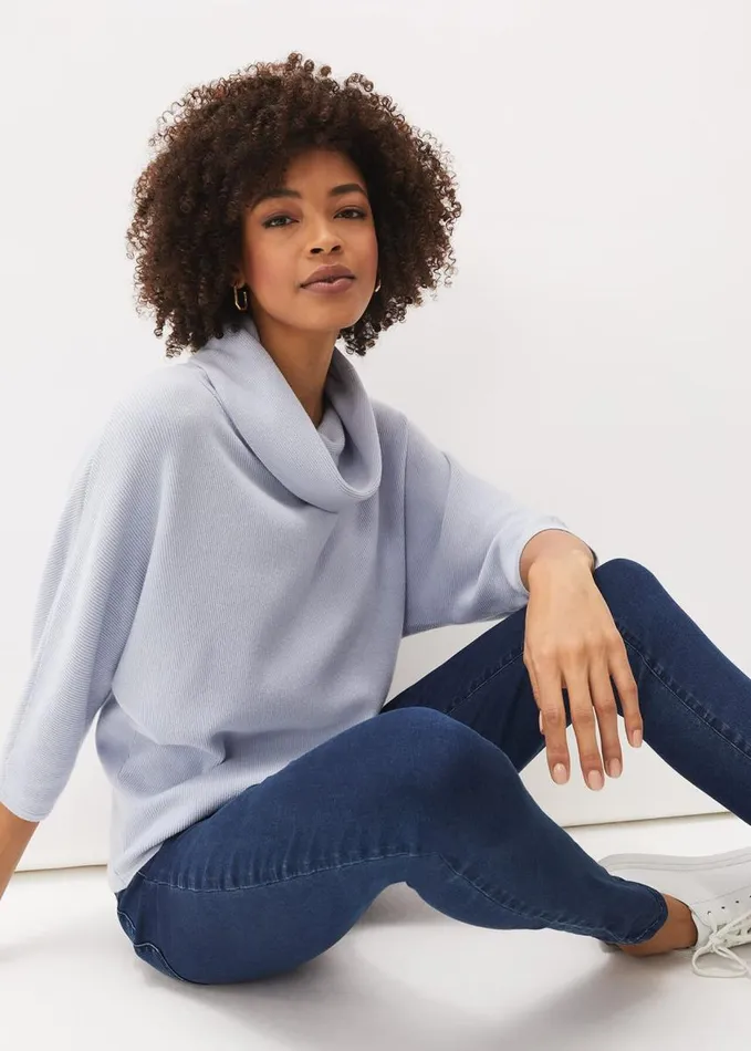 Phase Eight Camillan Cowl Neck Knit Jumper Pale Blue Women Knitwear