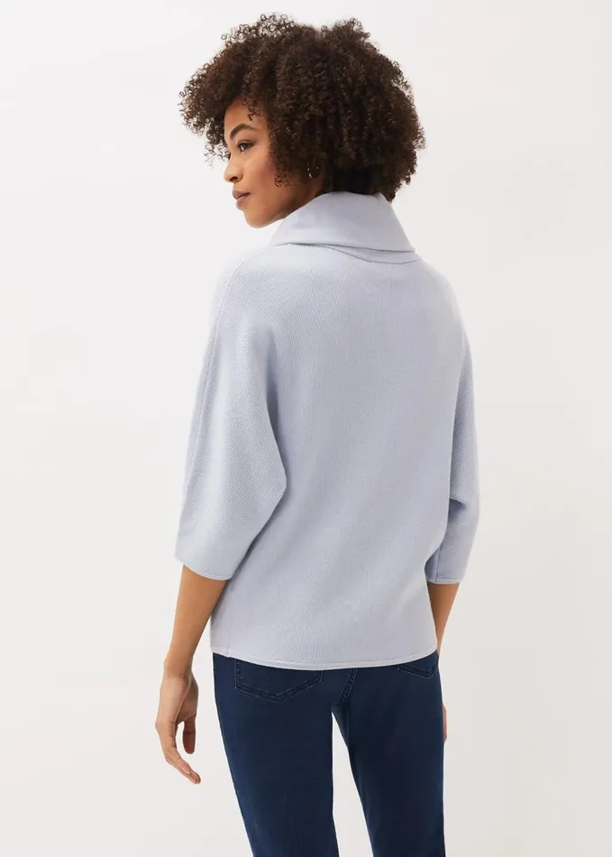 Phase Eight Camillan Cowl Neck Knit Jumper Pale Blue Women Knitwear