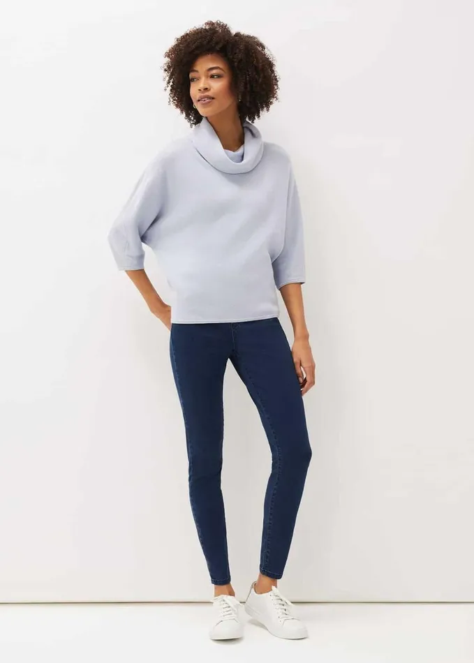 Phase Eight Camillan Cowl Neck Knit Jumper Pale Blue Women Knitwear