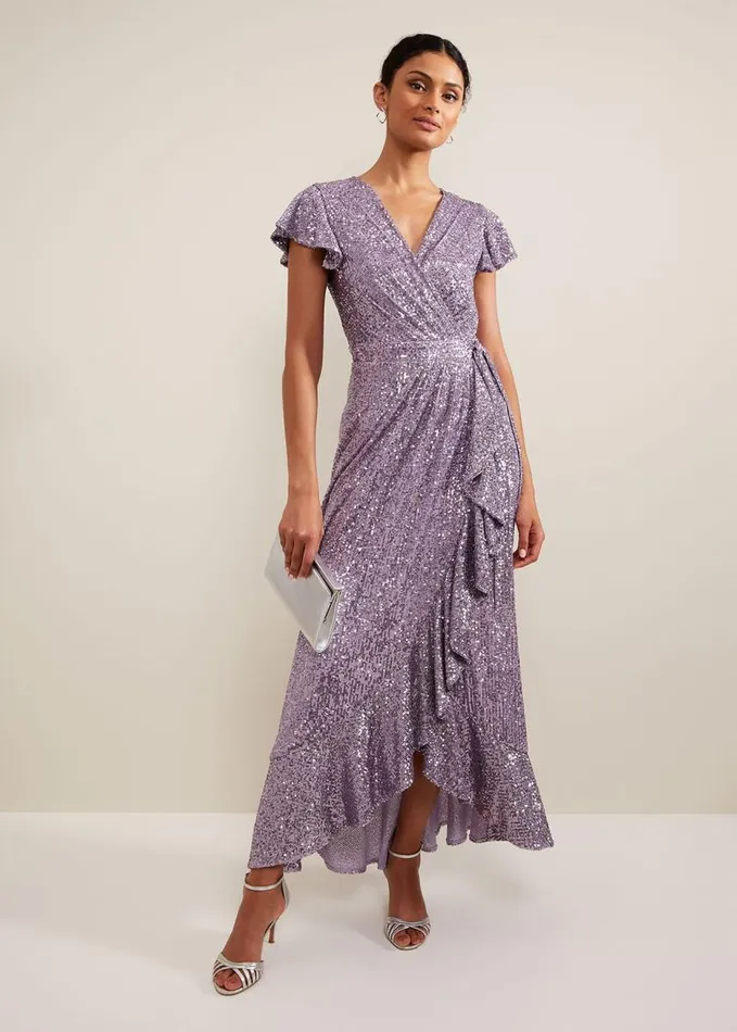 Phase Eight Carina Sequin Maxi Dress Purple Women Dresses