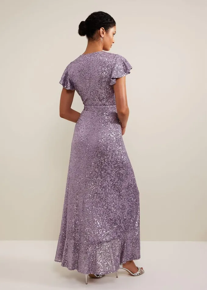 Phase Eight Carina Sequin Maxi Dress Purple Women Dresses