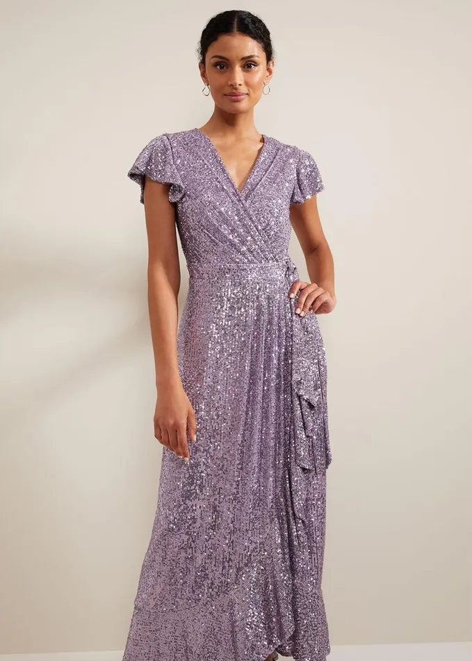 Phase Eight Carina Sequin Maxi Dress Purple Women Dresses