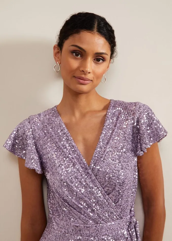 Phase Eight Carina Sequin Maxi Dress Purple Women Dresses