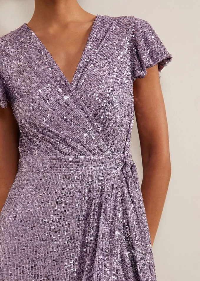 Phase Eight Carina Sequin Maxi Dress Purple Women Dresses