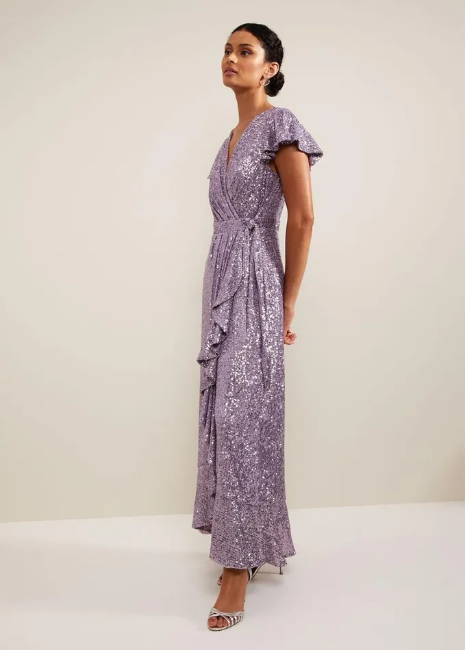 Phase Eight Carina Sequin Maxi Dress Purple Women Dresses