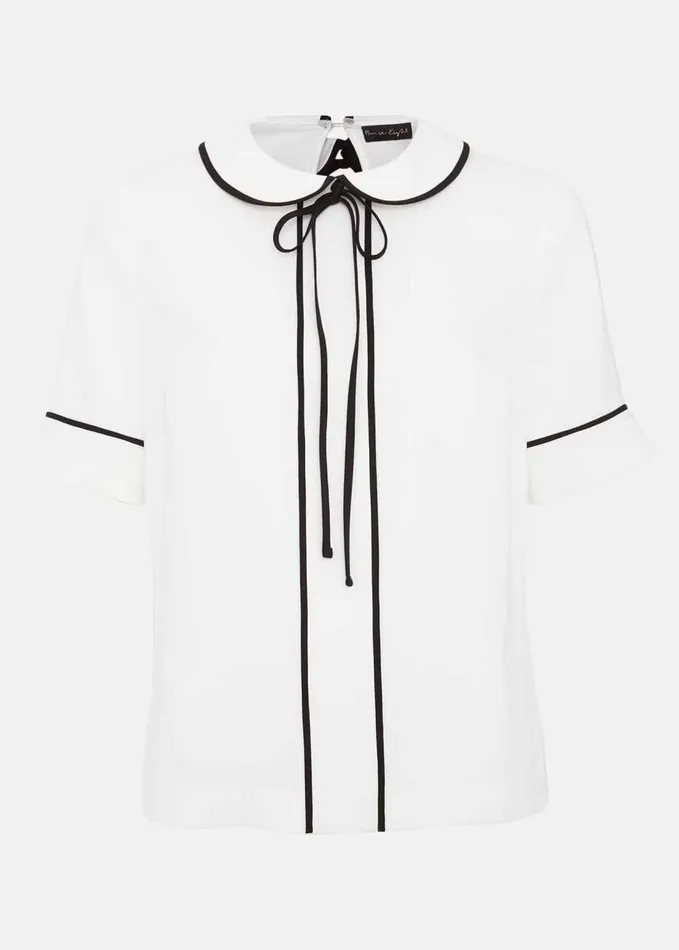 Phase Eight Carys Contrast Piping Blouse Ivory Women Shirts and Blouses