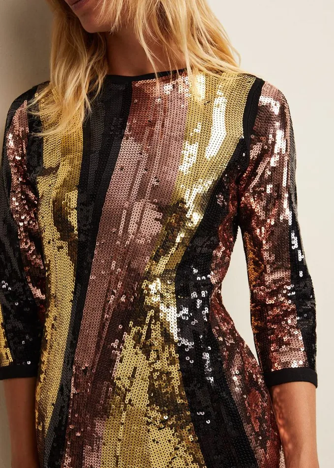 Phase Eight Cassey Rainbow Wave Sequin Dress Multicoloured Women Dresses
