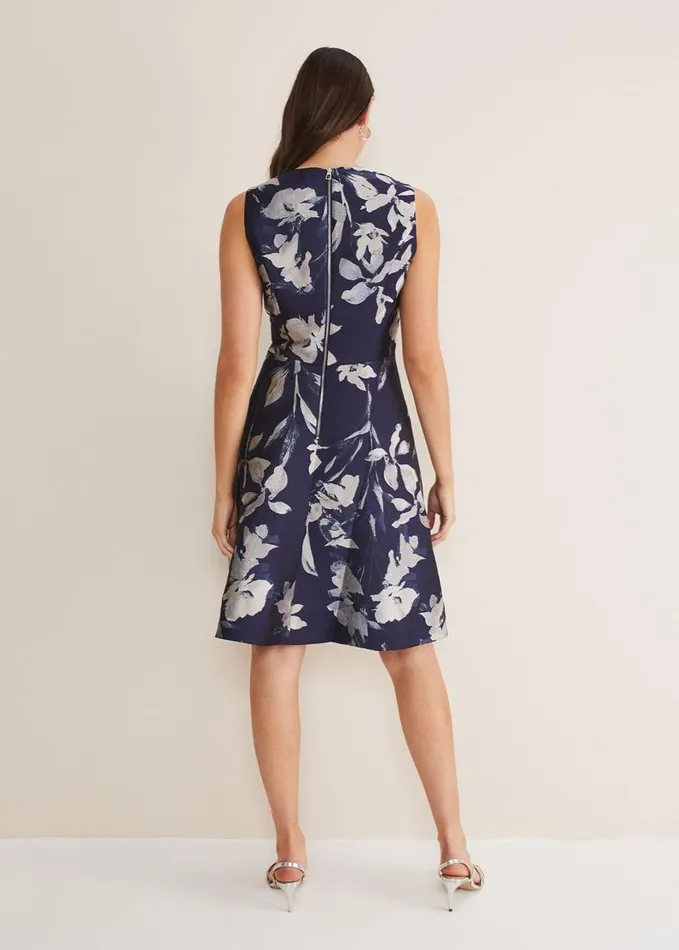 Phase Eight Cassy Jaquard Floral Midi Dress Navymulti Women Dresses