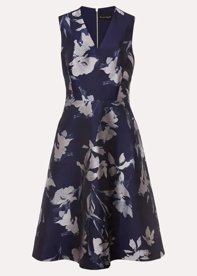 Phase Eight Cassy Jaquard Floral Midi Dress Navymulti Women Dresses