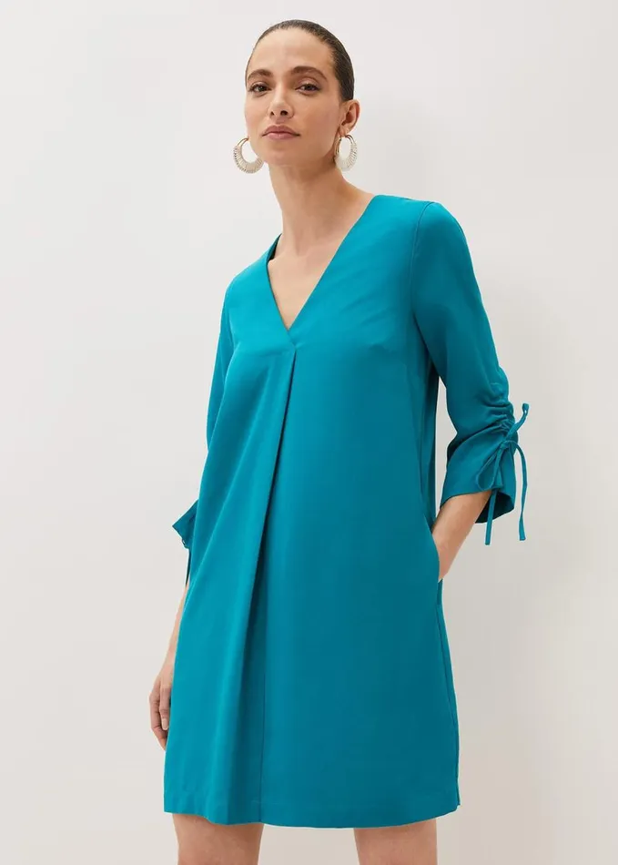 Phase Eight Ceiara Ruched Sleeve Tunic Dress Teal Women Dresses
