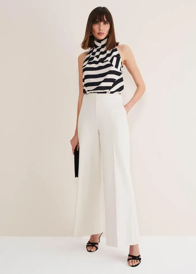 Phase Eight Celyn Wide Leg Trousers Almond Women Trousers
