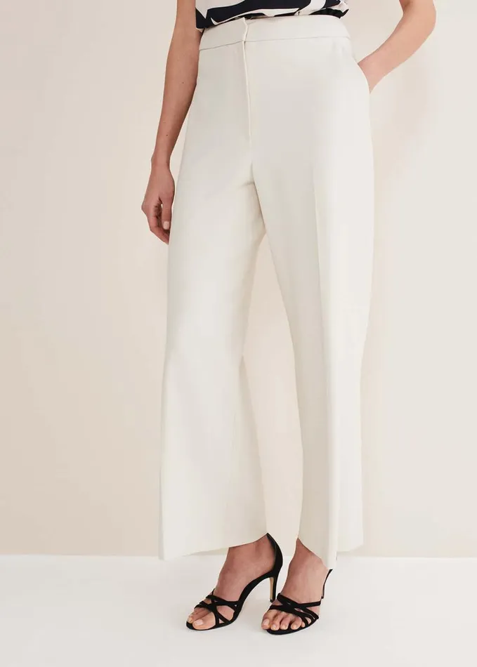 Phase Eight Celyn Wide Leg Trousers Almond Women Trousers