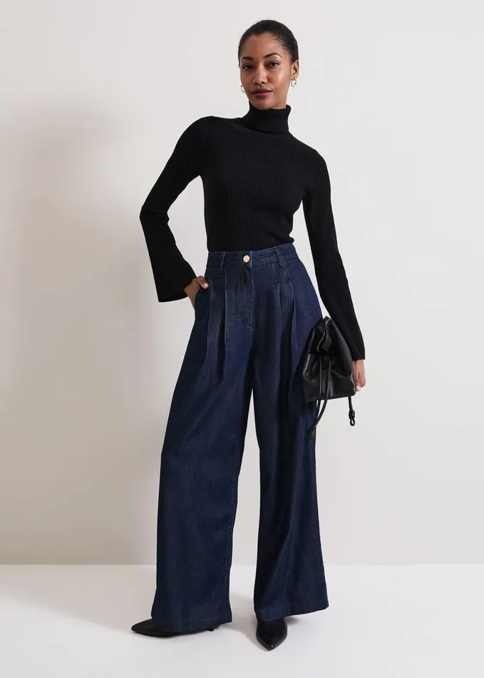 Phase Eight Cerys Denim Wide Leg Jean Dark Wash Women Trousers