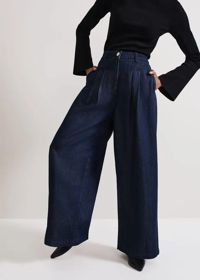 Phase Eight Cerys Denim Wide Leg Jean Dark Wash Women Trousers
