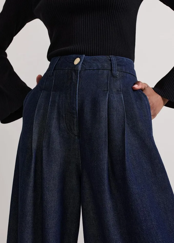 Phase Eight Cerys Denim Wide Leg Jean Dark Wash Women Trousers