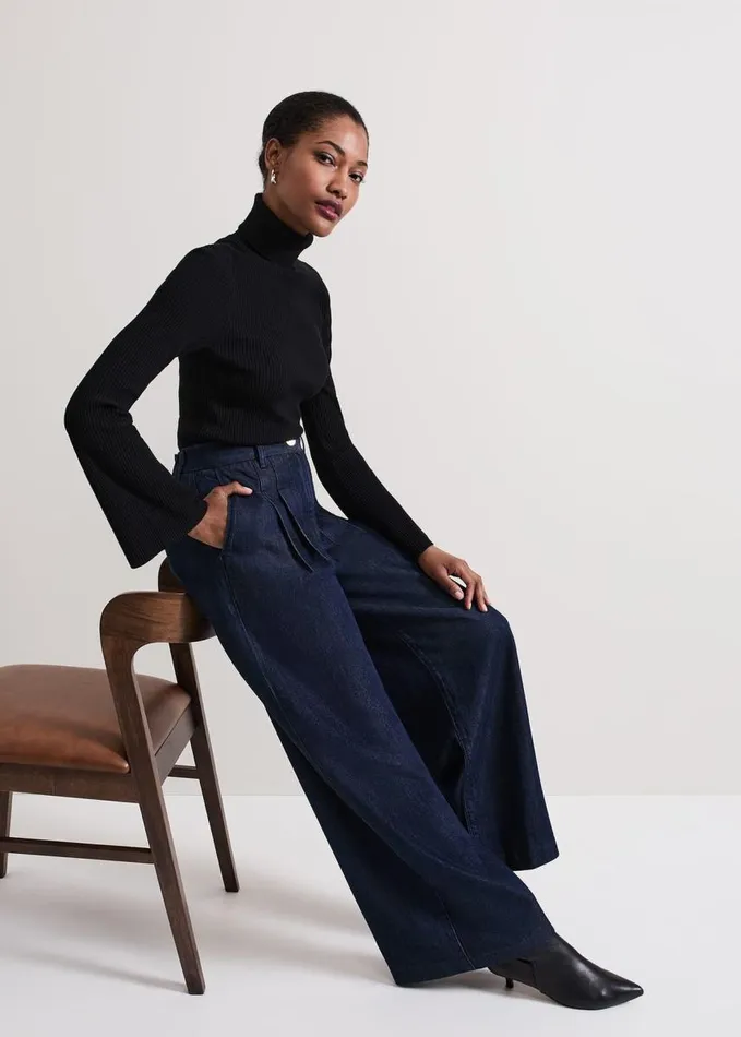 Phase Eight Cerys Denim Wide Leg Jean Dark Wash Women Trousers