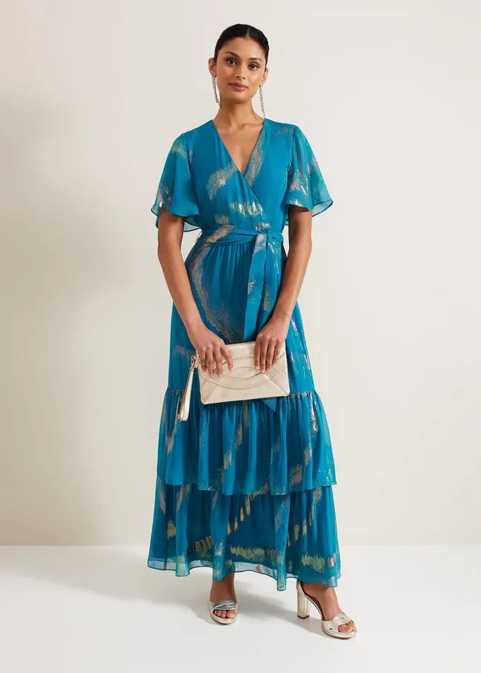 Phase Eight Charissa Silk Maxi Dress Blue Women Dresses