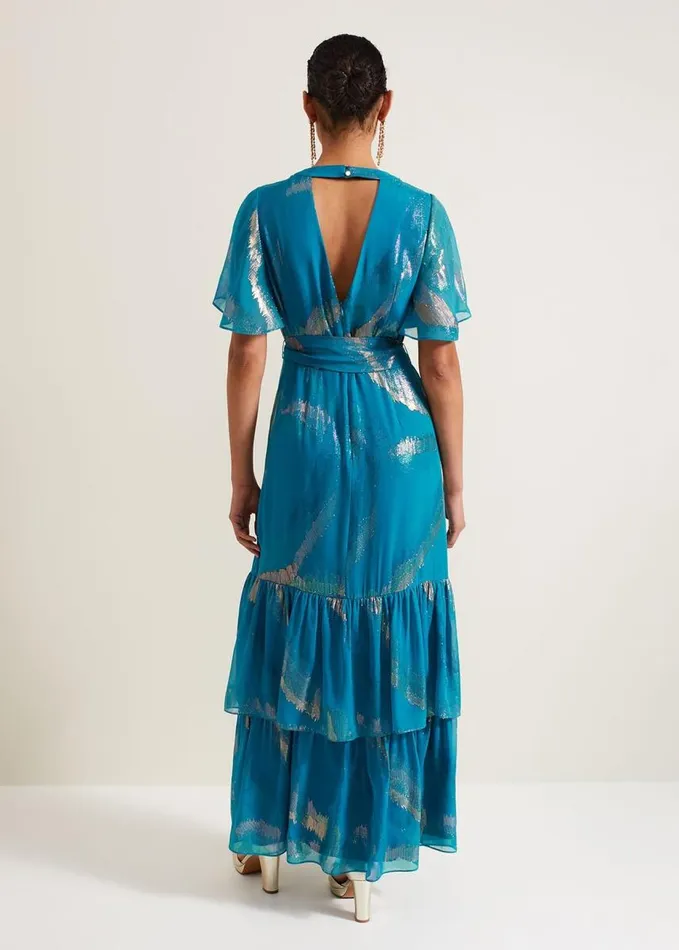 Phase Eight Charissa Silk Maxi Dress Blue Women Dresses