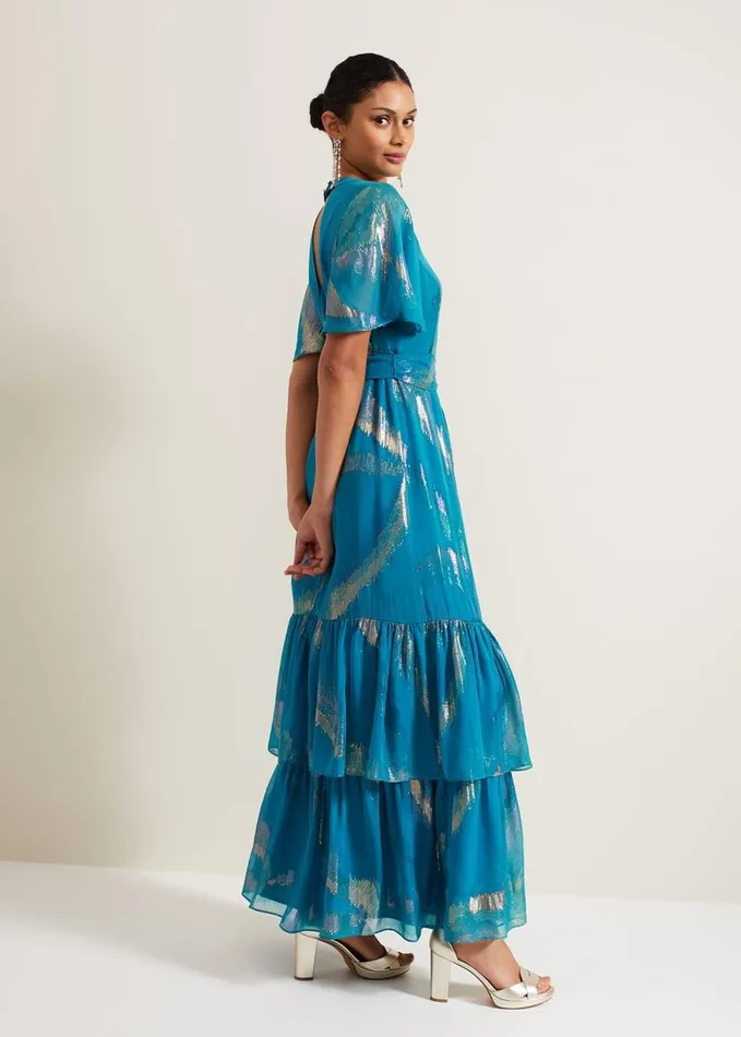 Phase Eight Charissa Silk Maxi Dress Blue Women Dresses