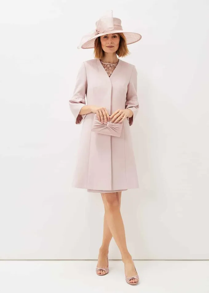 Phase Eight Cheryl Frill Cuff Occasion Coat Antique Rose Women Jackets