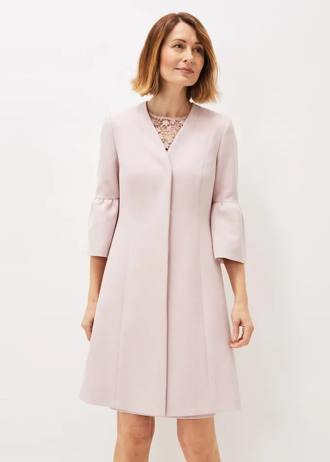 Phase Eight Cheryl Frill Cuff Occasion Coat Antique Rose Women Jackets