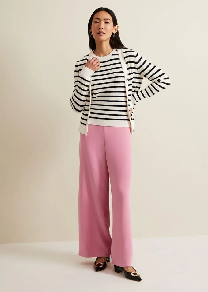 Phase Eight Chloe Stripe Cardigan Ivorynavy Women Knitwear
