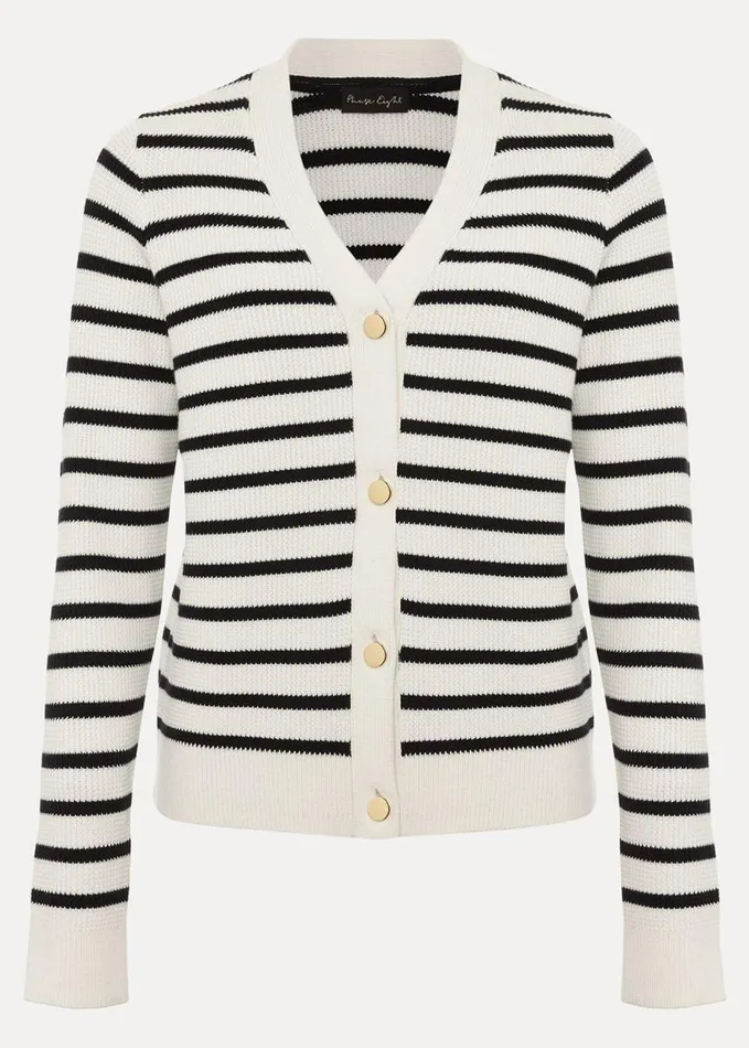 Phase Eight Chloe Stripe Cardigan Ivorynavy Women Knitwear
