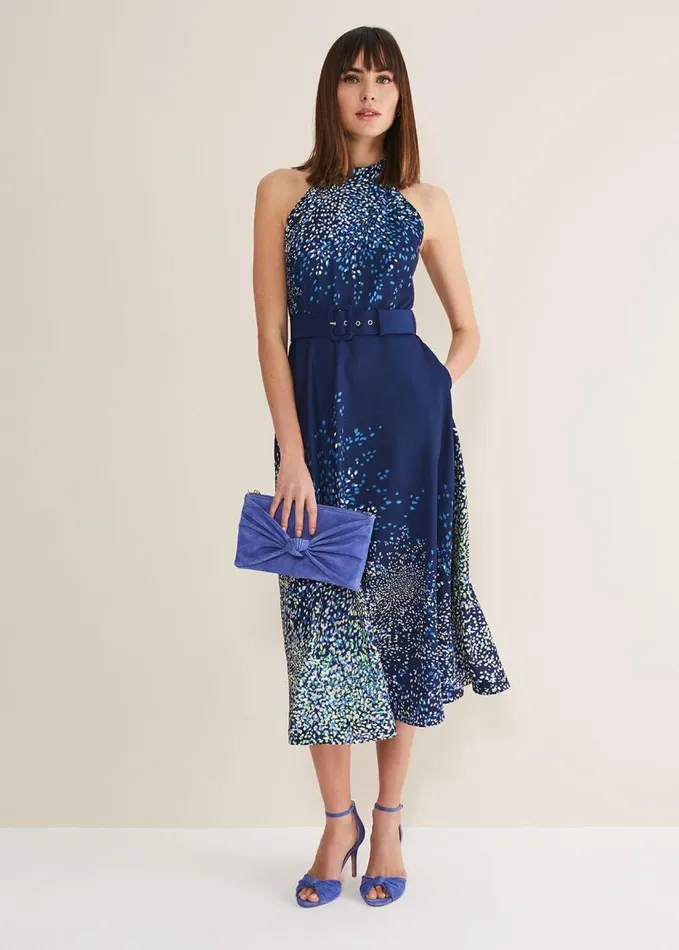 Phase Eight Clea Ditsy Midi Dress French Navy Multi Women Dresses