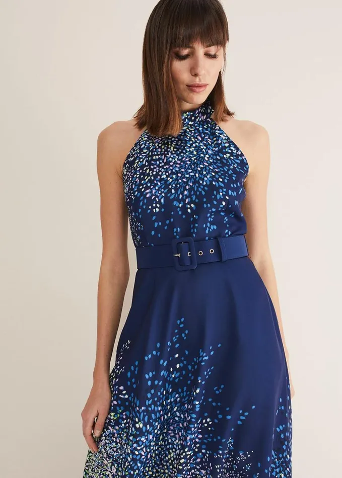 Phase Eight Clea Ditsy Midi Dress French Navy Multi Women Dresses