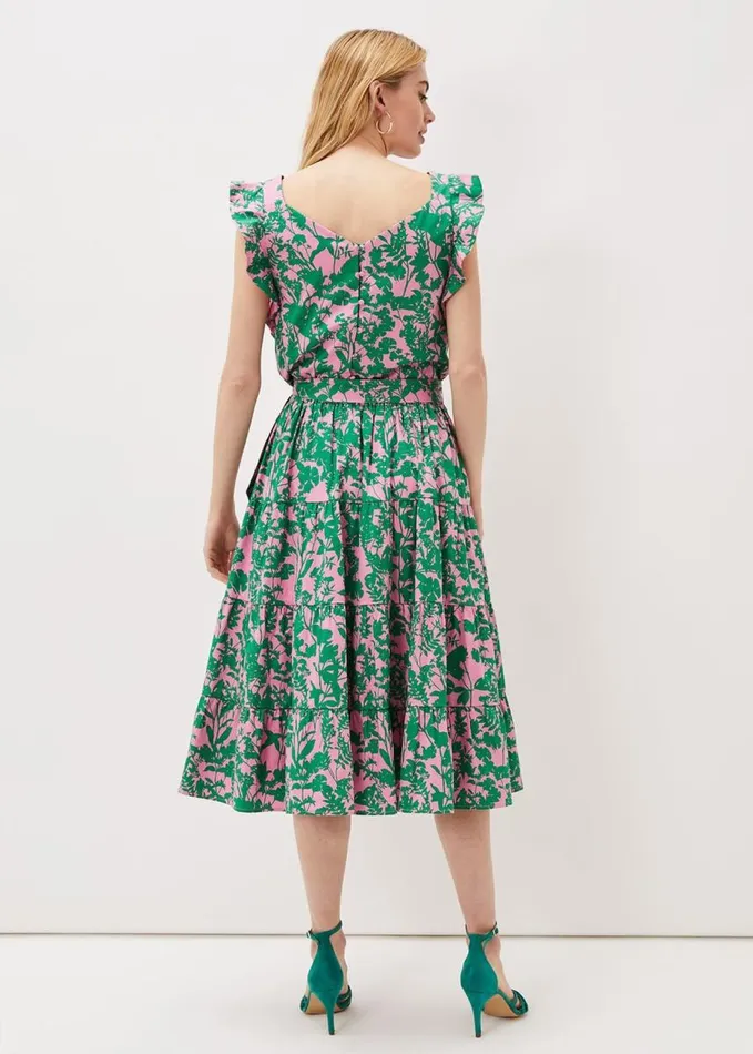Phase Eight Cleona Printed Dobby CoOrd Skirt Candy Pink Grass Green Women Skirts