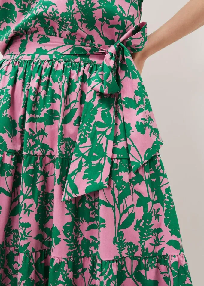 Phase Eight Cleona Printed Dobby CoOrd Skirt Candy Pink Grass Green Women Skirts