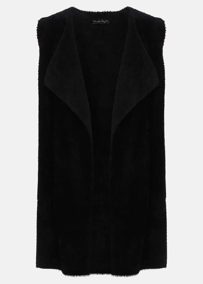 Phase Eight Coray Waterfall Fluffy Gilet Black Women Jackets