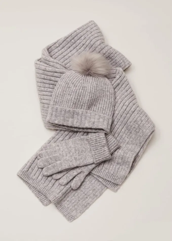 Phase Eight Corinna Ribbed Scarf Grey Marl Women Scarves