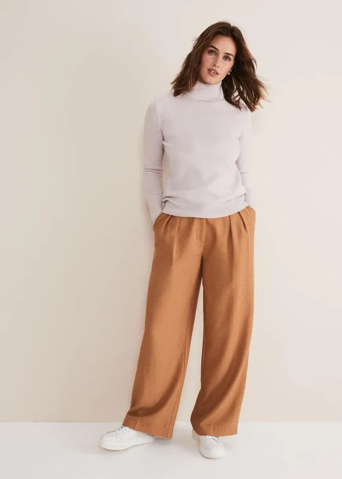 Phase Eight Cressida Wool Cashmere Roll Neck Neutral Women Knitwear