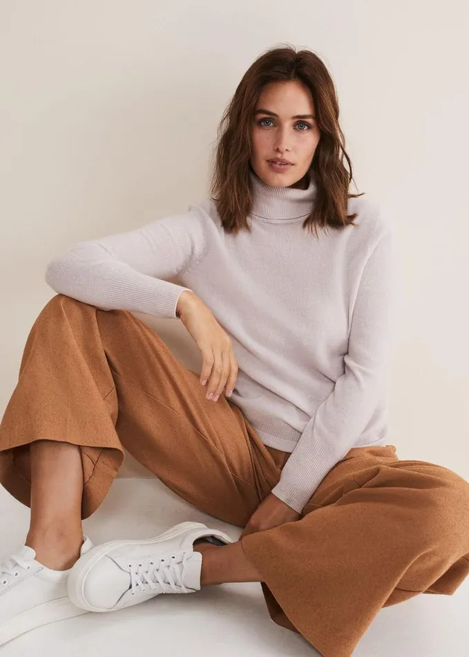 Phase Eight Cressida Wool Cashmere Roll Neck Neutral Women Knitwear