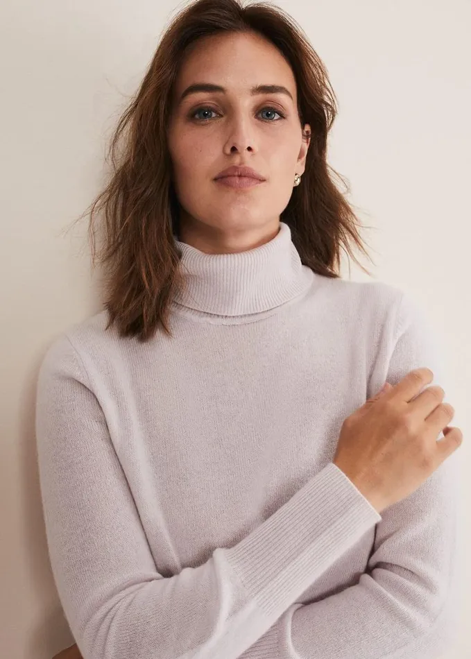 Phase Eight Cressida Wool Cashmere Roll Neck Neutral Women Knitwear