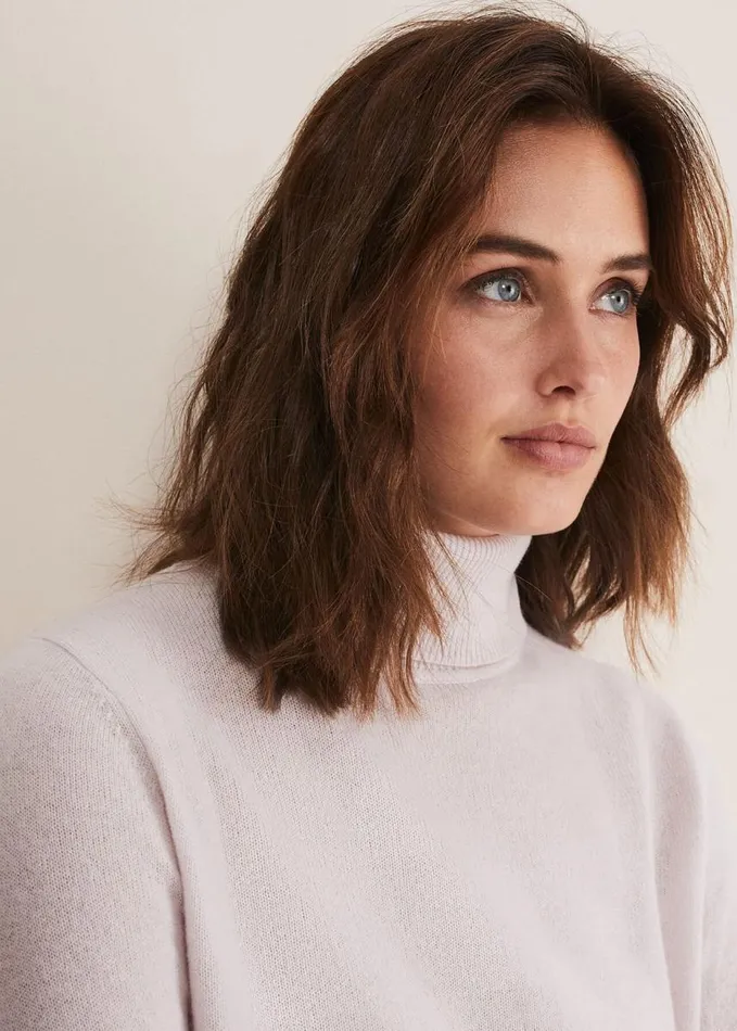 Phase Eight Cressida Wool Cashmere Roll Neck Neutral Women Knitwear