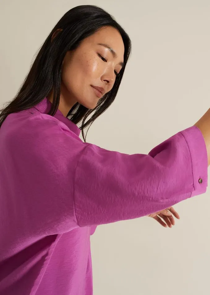 Phase Eight Cynthia Pleat Zip Front Shirt Pink Women Shirts and Blouses