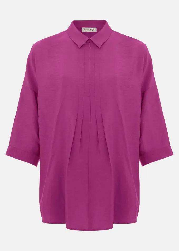 Phase Eight Cynthia Pleat Zip Front Shirt Pink Women Shirts and Blouses
