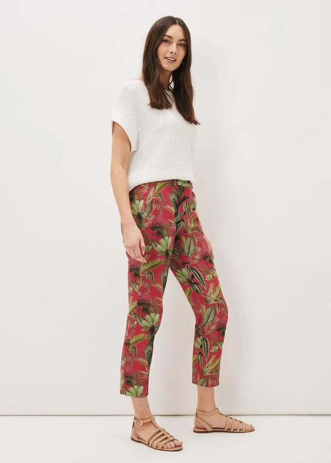 Phase Eight Desta Tropical Print Trouser Hot Pink Women Trousers