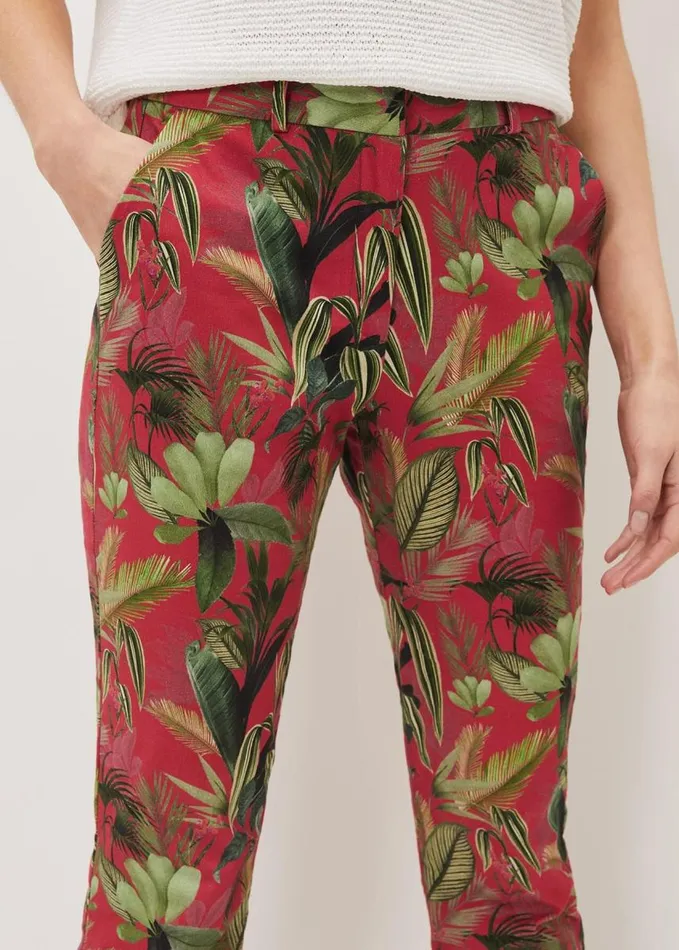 Phase Eight Desta Tropical Print Trouser Hot Pink Women Trousers