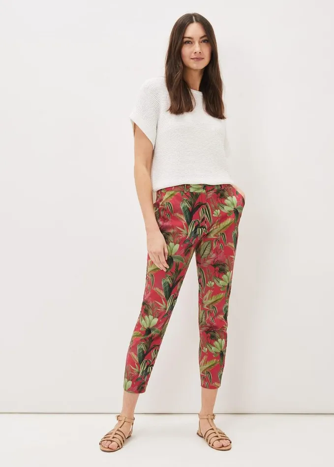 Phase Eight Desta Tropical Print Trouser Hot Pink Women Trousers
