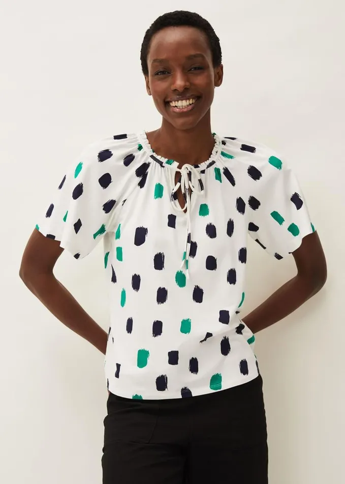Phase Eight Dia Spot Print Top Ivory Multi Women Knitwear