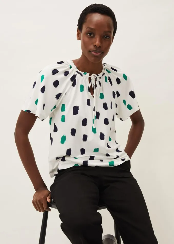 Phase Eight Dia Spot Print Top Ivory Multi Women Knitwear