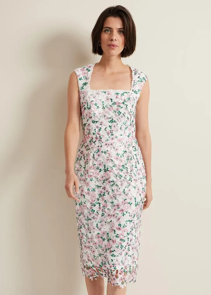 Phase Eight Diana Floral Lace Midi Dress Multicoloured Women Dresses