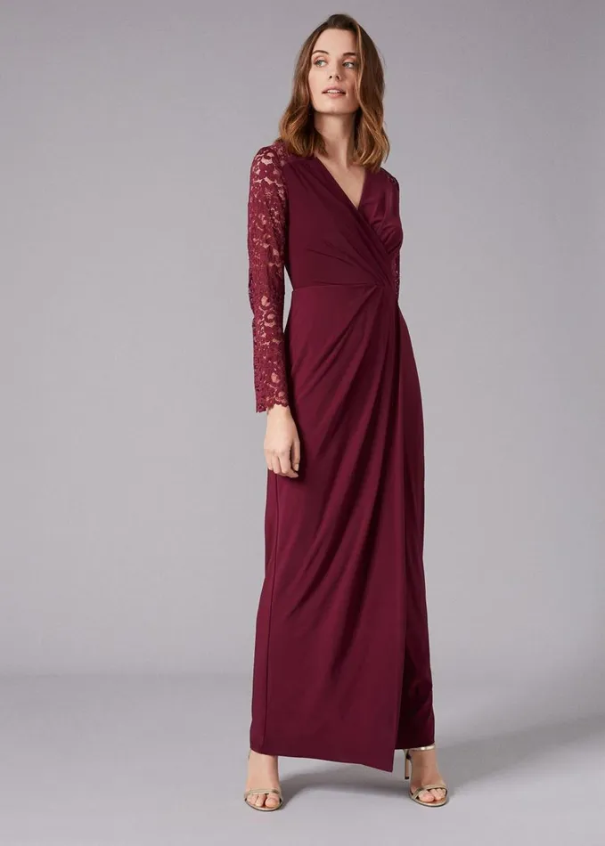 Phase Eight Elanor Lace Maxi Dress Berry Women Dresses