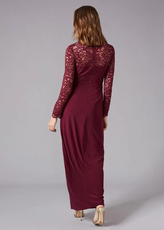 Phase Eight Elanor Lace Maxi Dress Berry Women Dresses