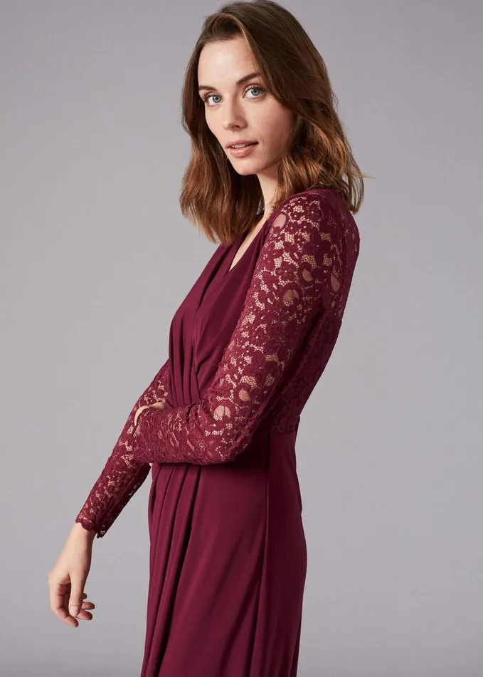 Phase Eight Elanor Lace Maxi Dress Berry Women Dresses